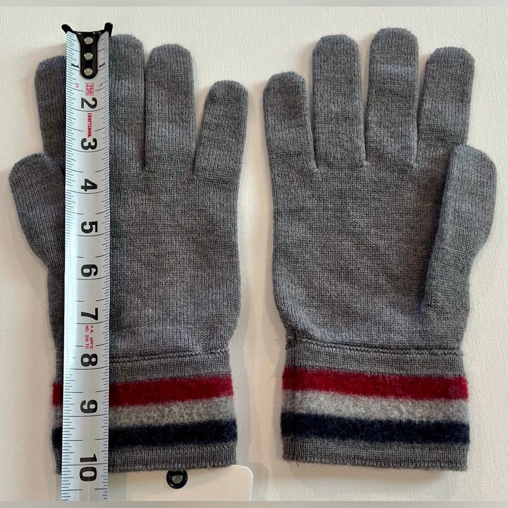 Moncler NWT Virgin Wool Grey Tri Color Gloves XL Unisex - Picture 2 of 7